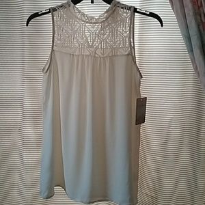 Lily White Butter Lace Contrast Sheek Blouse Med